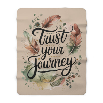 Trust Your Journey Sherpa Blanket — Inspirational Feather Fleece Throw