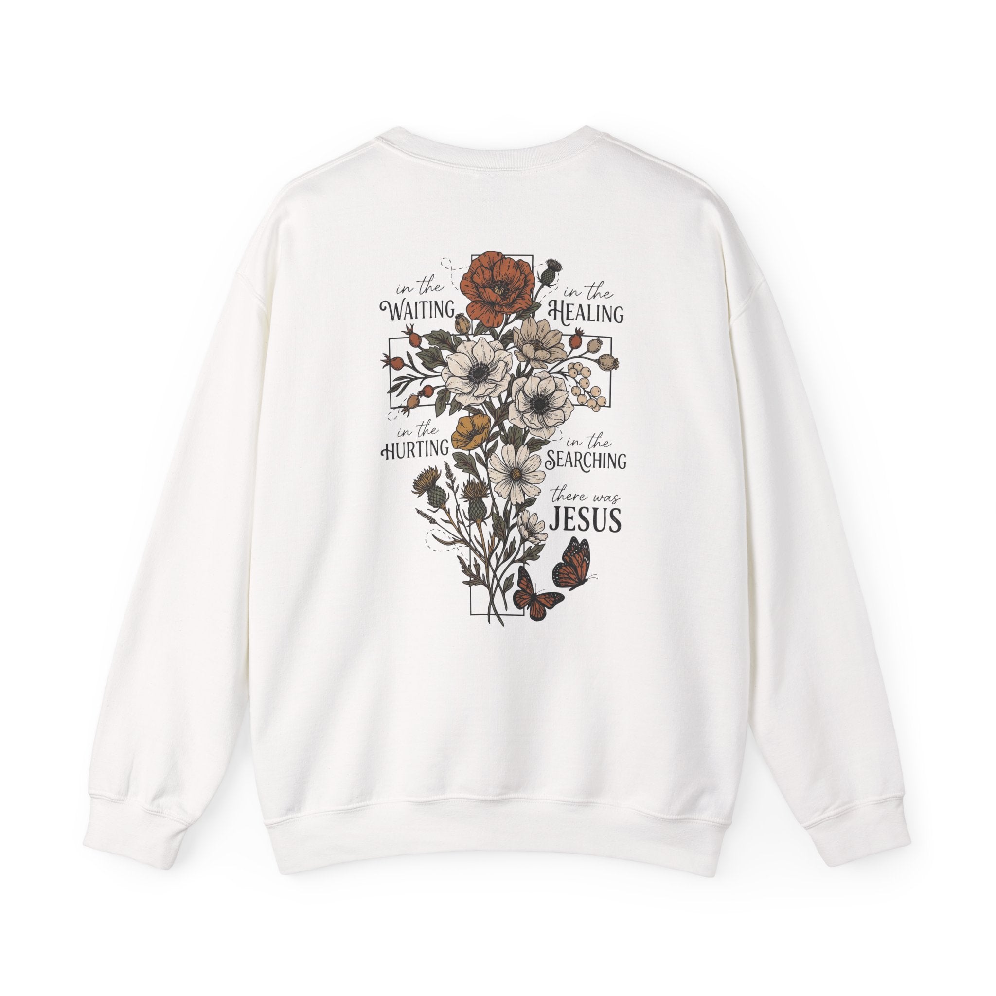 Religious Floral Cross - Inspirational Heavy Blend™ Crewneck Sweatshirt