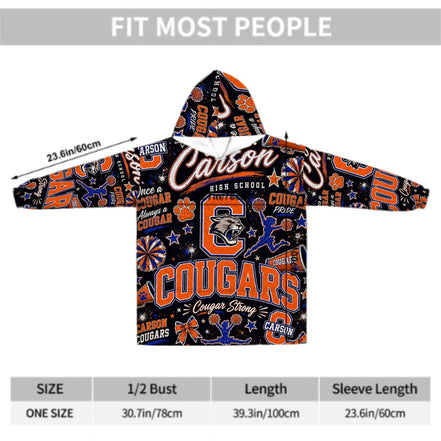 Cheer Inspired - J.C. Carson Cougars - Adult Blanket Hoodie