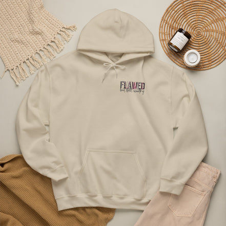 Flawed But Still Worthy Hoodie — Inspirational Women's Graphic Hoodie