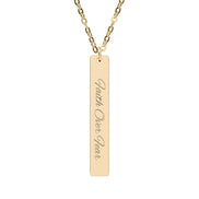 Engraved Vertical Bar Necklace — Faith Over Fear Message Pendant