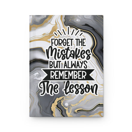 Hardcover Journal — "Forget the Mistakes, Remember the Lesson" Marble Motivational Notebook