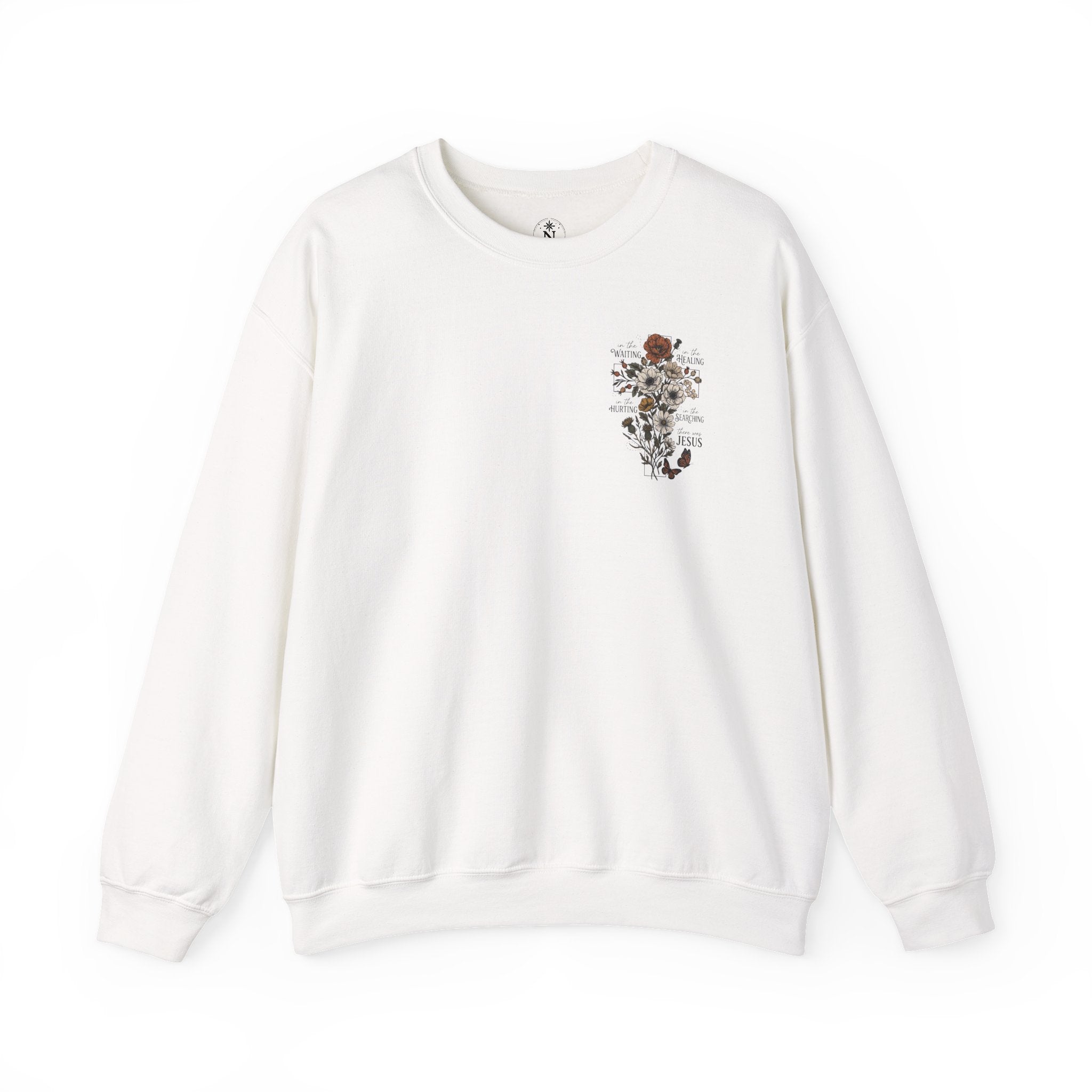 Religious Floral Cross - Inspirational Heavy Blend™ Crewneck Sweatshirt