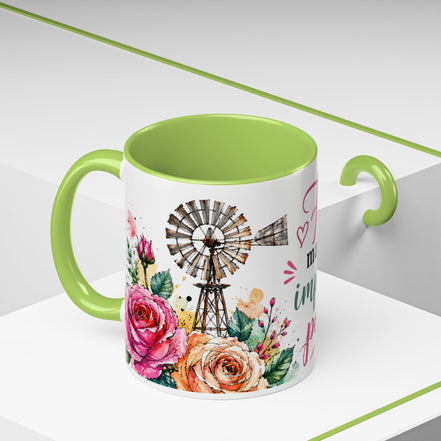 "Faith Makes the Impossible Possible" Coffee Mug — Floral Cross Inspirational Christian 110z