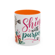 Shine With Purpose Floral Accent Coffee Mug — Inspirational 11oz Ceramic
