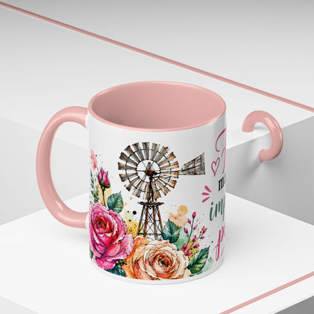 "Faith Makes the Impossible Possible" Coffee Mug — Floral Cross Inspirational Christian 110z
