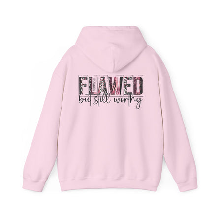 Flawed But Still Worthy Hoodie — Inspirational Women's Graphic Hoodie