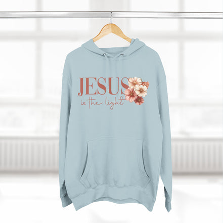 Jesus Is the Light Floral Cross Hoodie — Christian Faith Graphic Hoodie