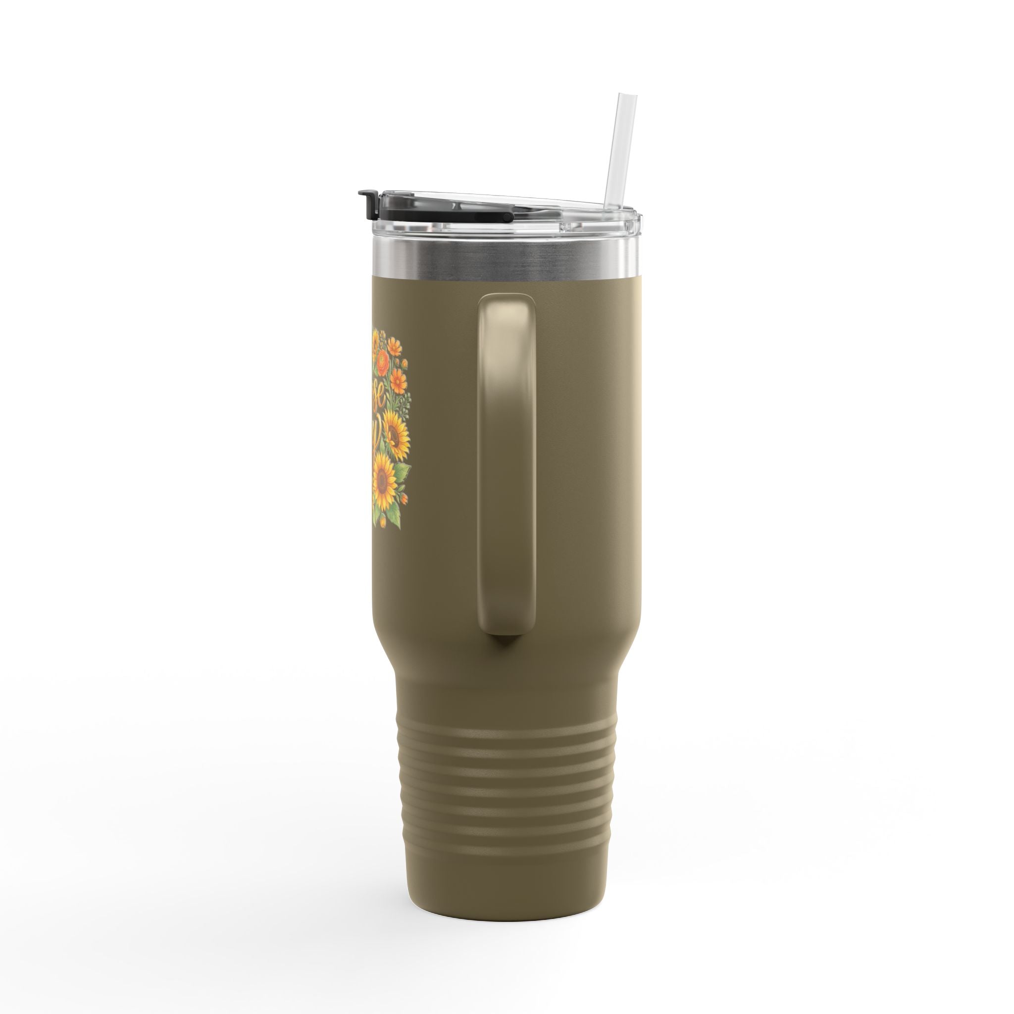 40oz Insulated Travel Mug — 'Choose Joy' Sunflower Design