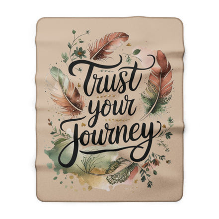 Trust Your Journey Sherpa Blanket — Inspirational Feather Fleece Throw