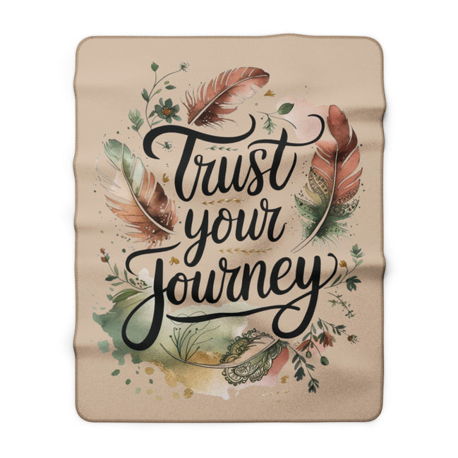 Trust Your Journey Sherpa Blanket — Inspirational Feather Fleece Throw