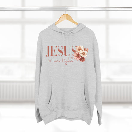 Jesus Is the Light Floral Cross Hoodie — Christian Faith Graphic Hoodie