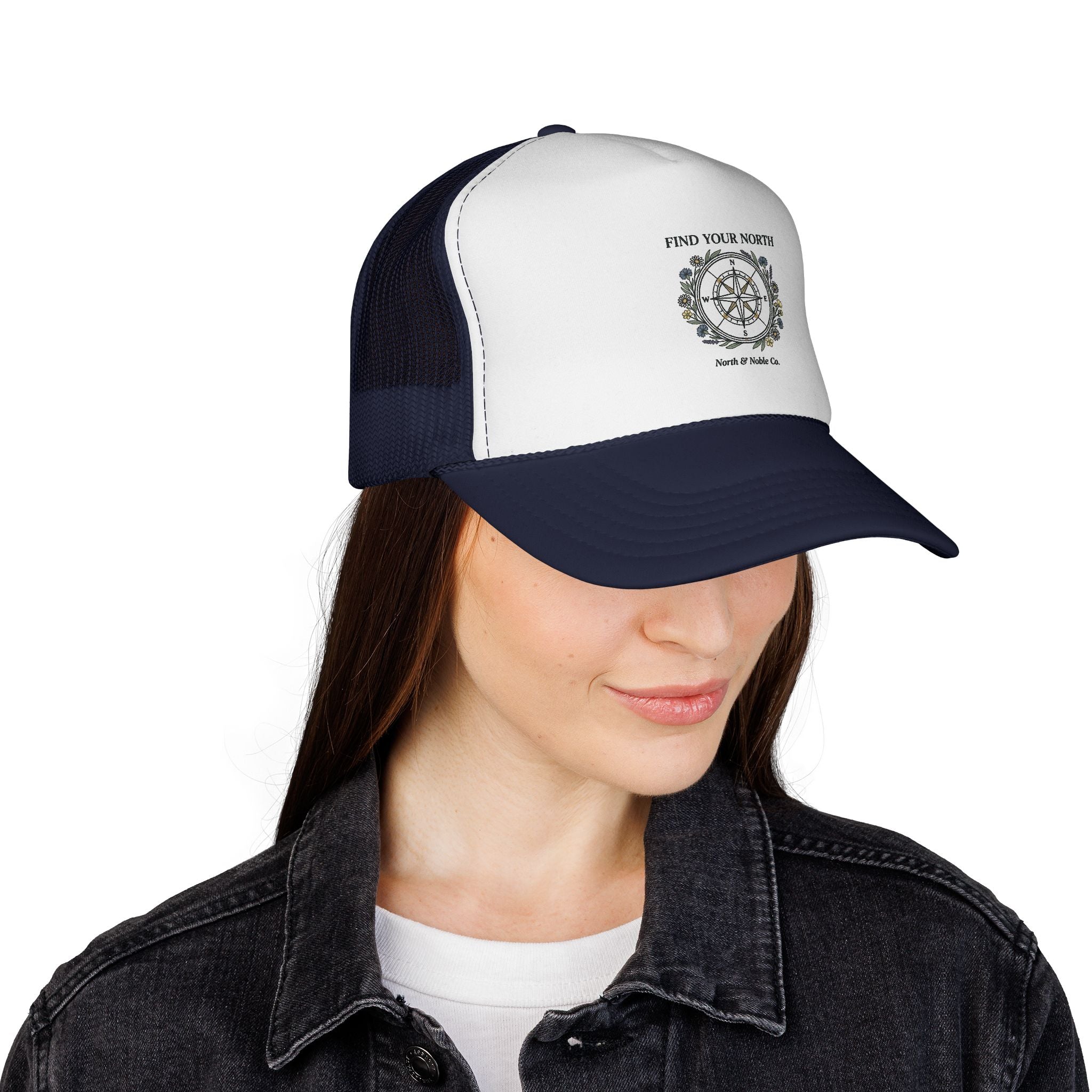 Find Your North Trucker Cap — Compass Graphic Mesh Baseball Hat