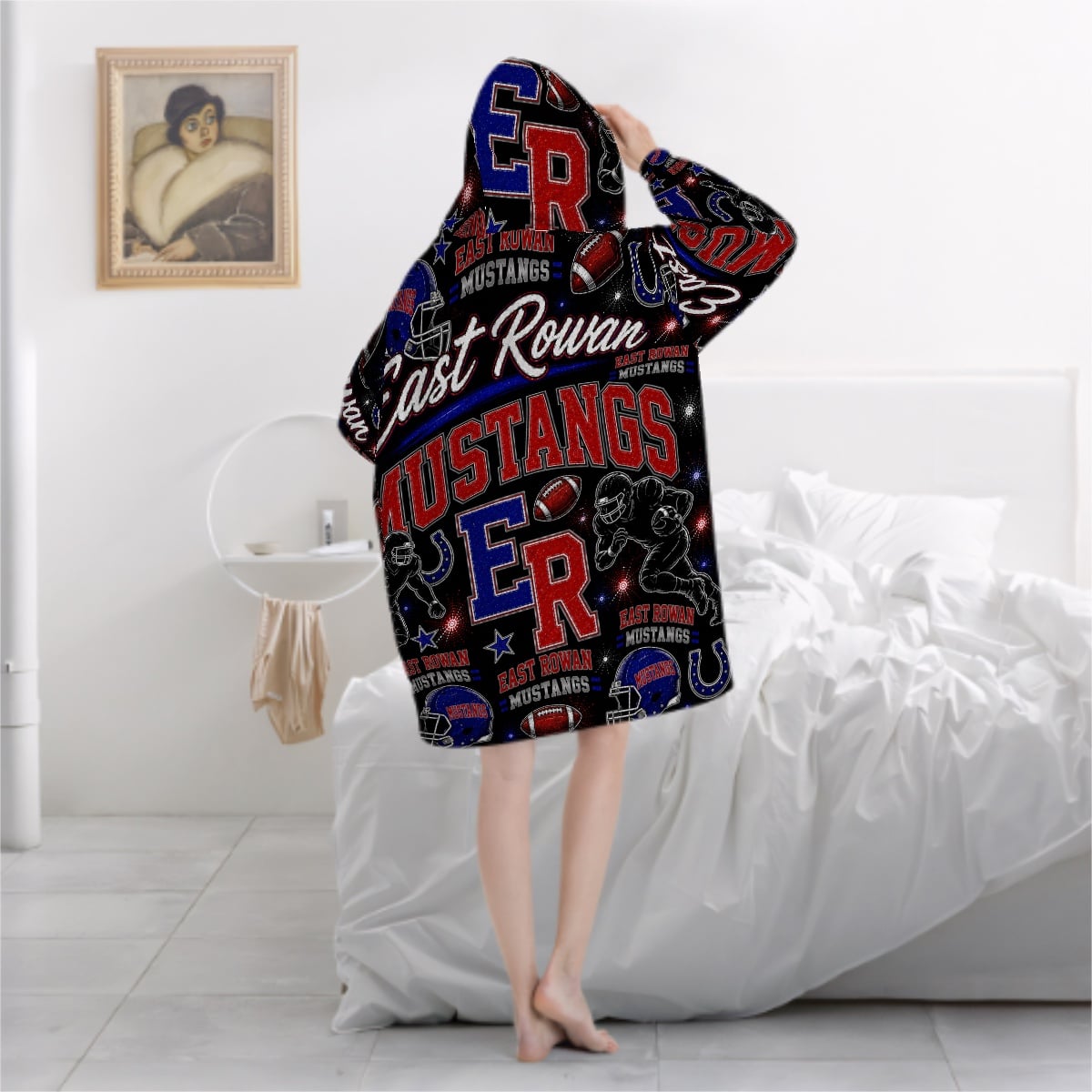 Football Inspired - East Rowan Mustangs - Adult Blanket Hoodie