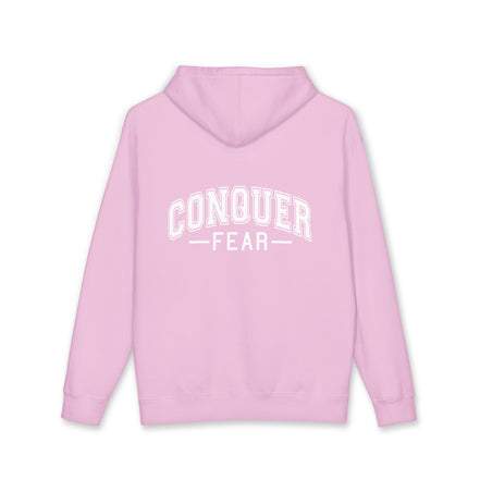 Unisex Hoodie — Conquer Fear Graphic Hooded Sweatshirt (Motivational Pullover)