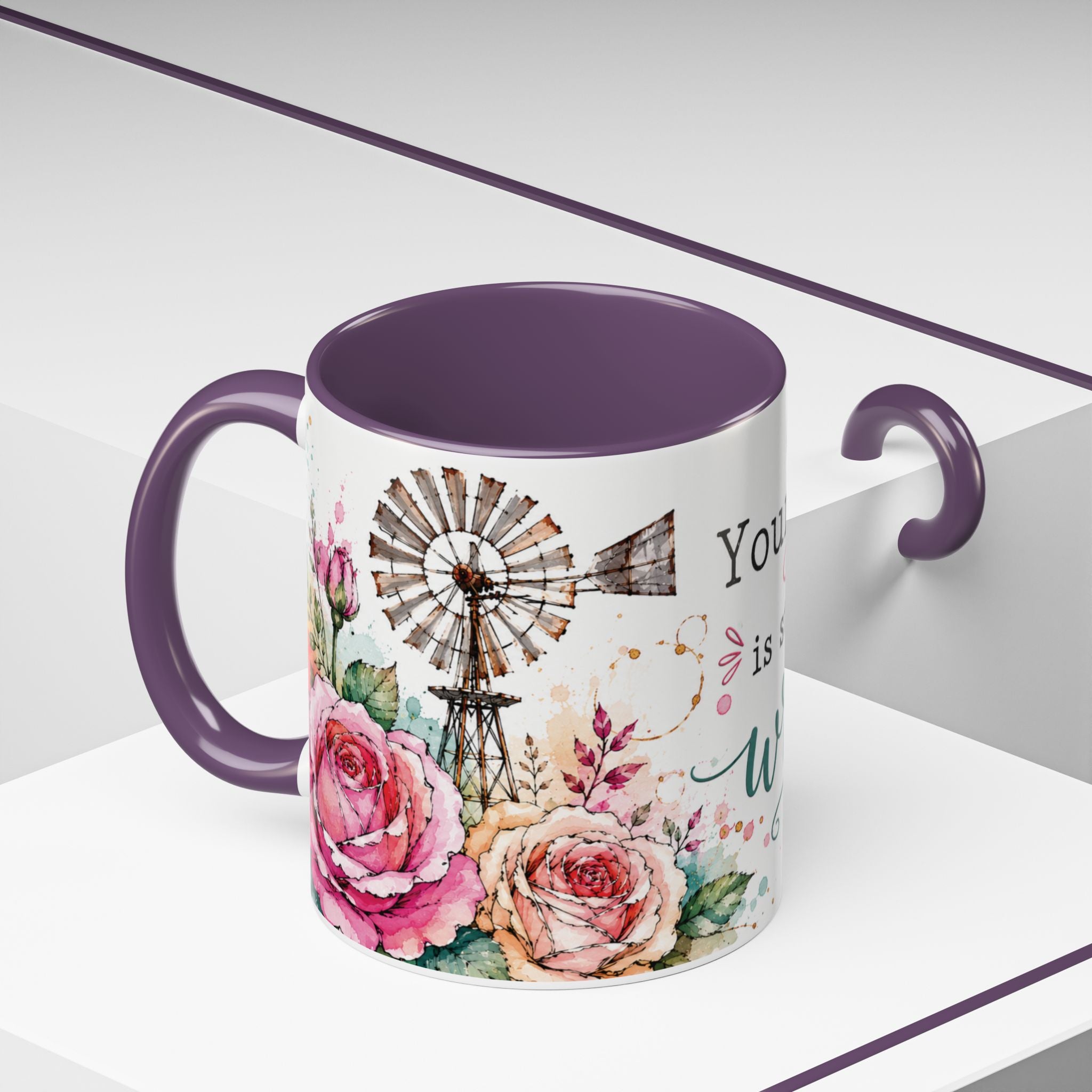 Inspirational Floral Accent Coffee Mug — “Your Story Is Still Being Written”