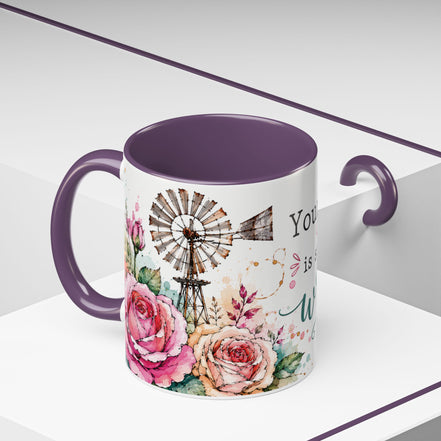 Inspirational Floral Accent Coffee Mug — “Your Story Is Still Being Written”