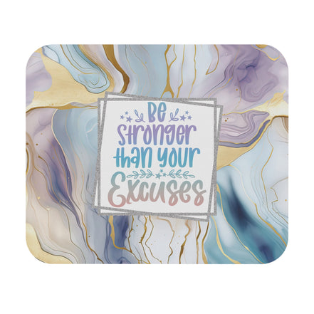 Motivational Marble Mouse Pad – "Be Stronger Than Your Excuses" Desk Mat