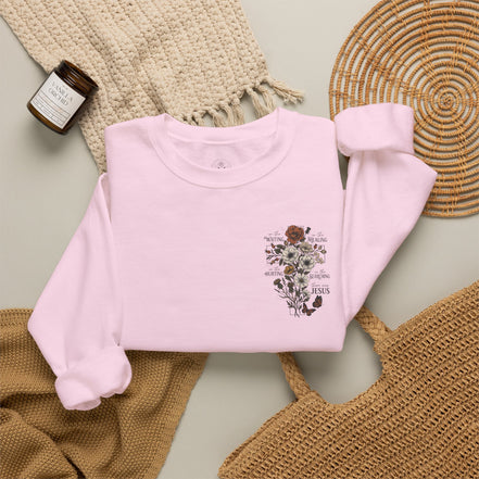 Religious Floral Cross - Inspirational Heavy Blend™ Crewneck Sweatshirt