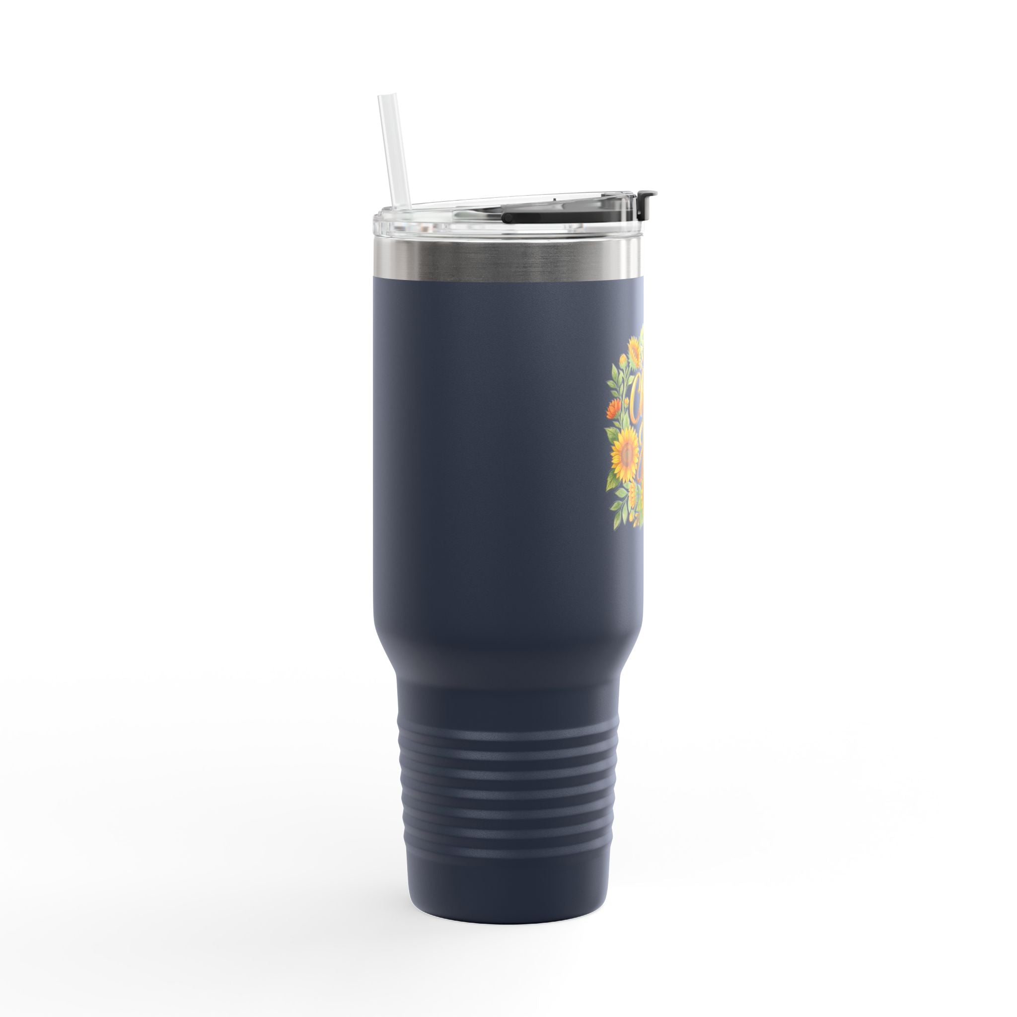 40oz Insulated Travel Mug — 'Choose Joy' Sunflower Design
