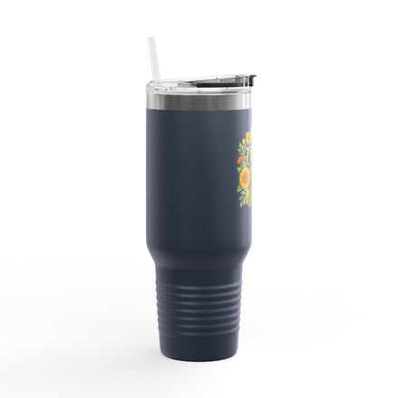40oz Insulated Travel Mug — 'Choose Joy' Sunflower Design