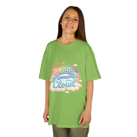 Girl's Tee — "Be a Rainbow in Someone's Cloud" Inspirational Rainbow Graphic