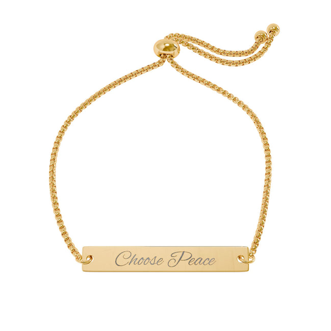 Engravable Adjustable Bar Bracelet — Personalized Nameplate Gift