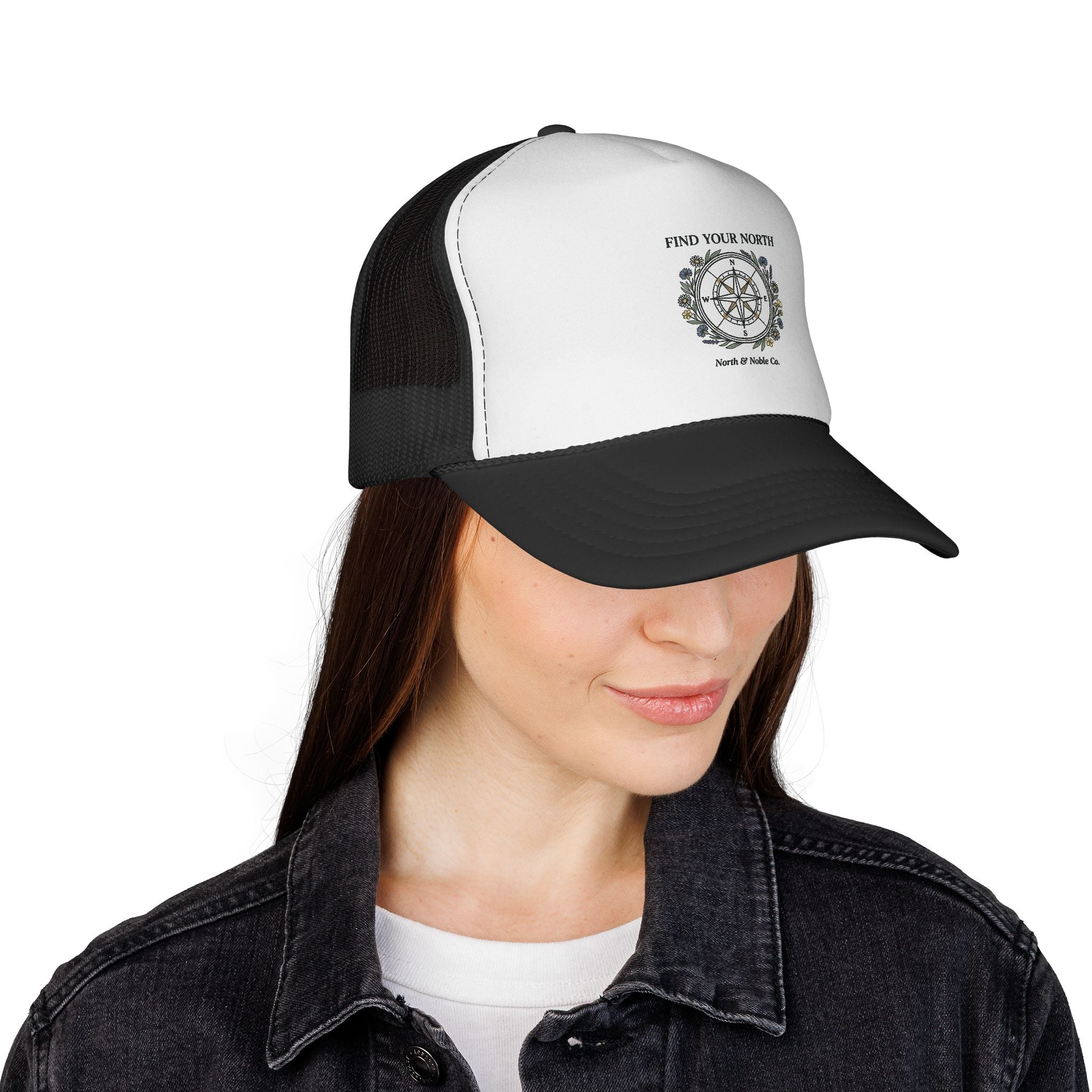 Find Your North Trucker Cap — Compass Graphic Mesh Baseball Hat