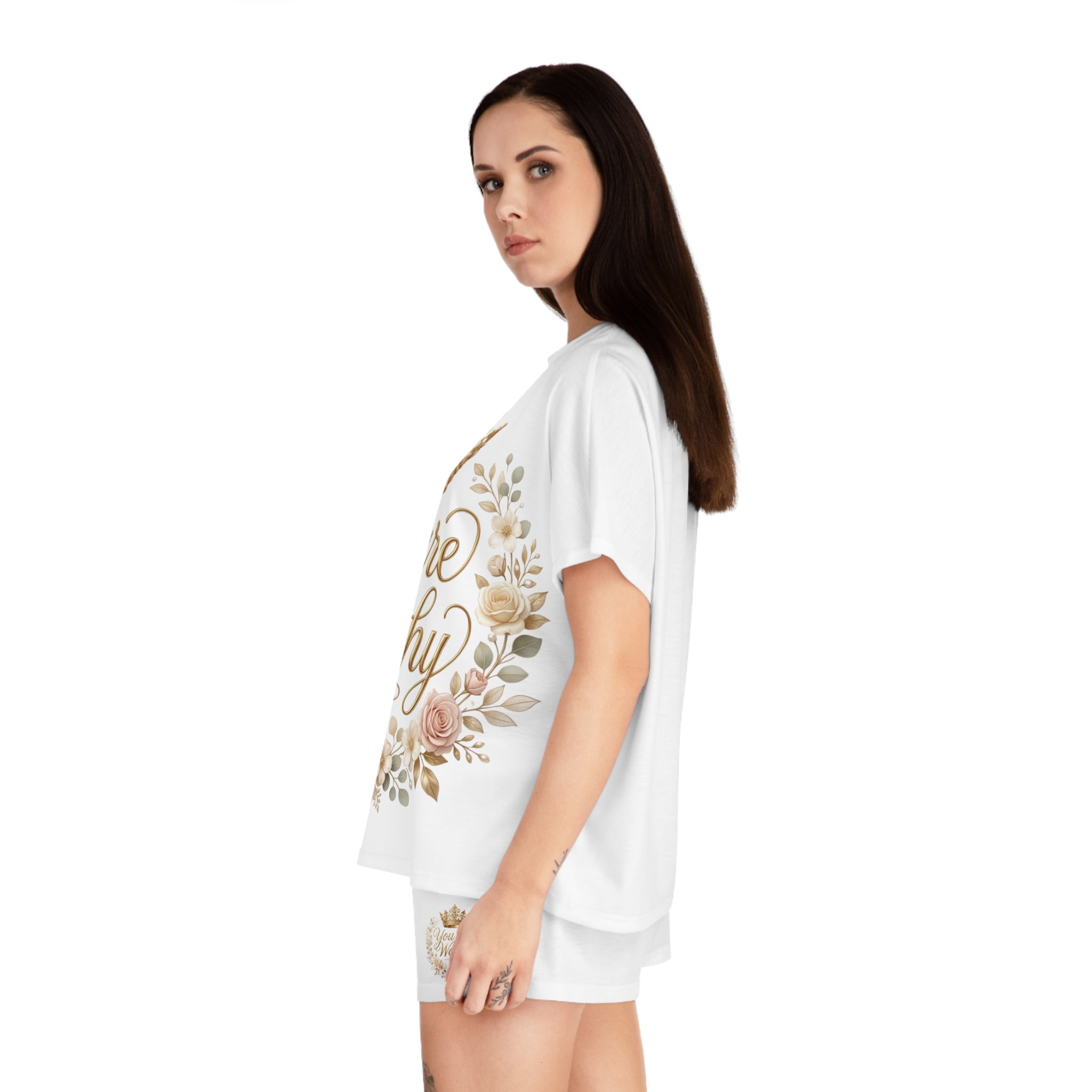 Women's Inspirational Short Pajama Sets- You Are Worthy