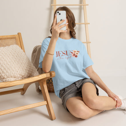 Jesus Is the Light T-Shirt — Floral Cross Christian Tee