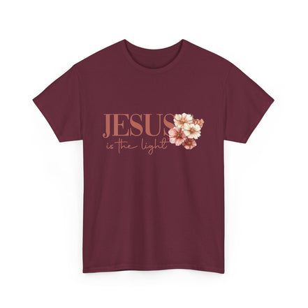 Jesus Is the Light T-Shirt — Floral Cross Christian Tee