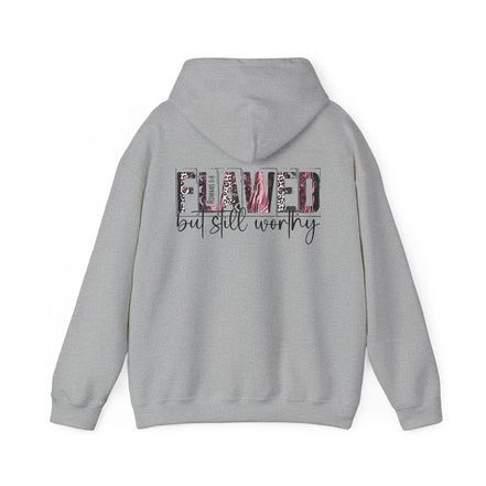 Flawed But Still Worthy Hoodie — Inspirational Women's Graphic Hoodie