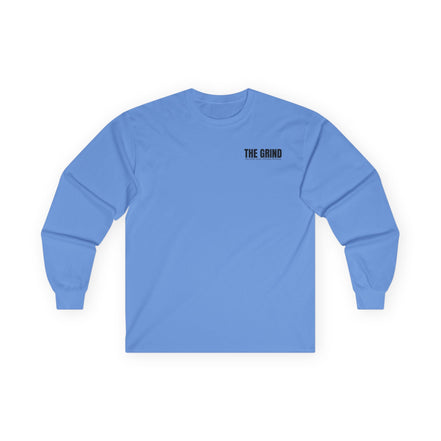 Men's "The Grind" Long Sleeve Tee — Motivational "The Grind" Back Print