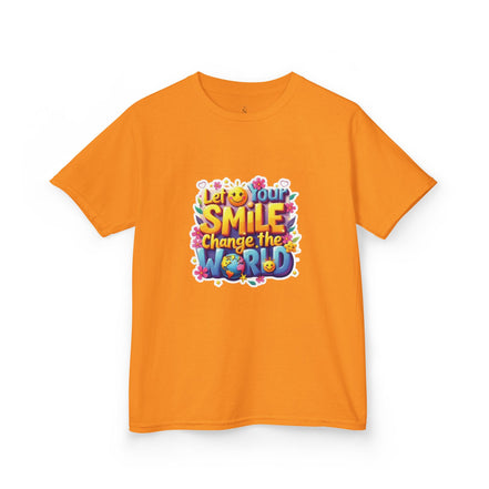 Girl's Back to School Kids Tee — "Let Your Smile Change the World" Colorful Inspirational Graphic