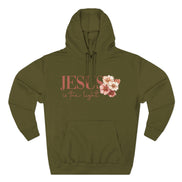 Jesus Is the Light Floral Cross Hoodie — Christian Faith Graphic Hoodie
