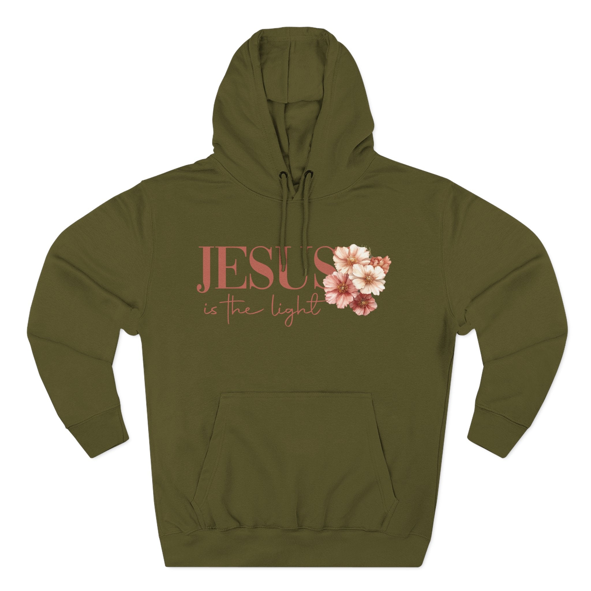 Jesus Is the Light Floral Cross Hoodie — Christian Faith Graphic Hoodie
