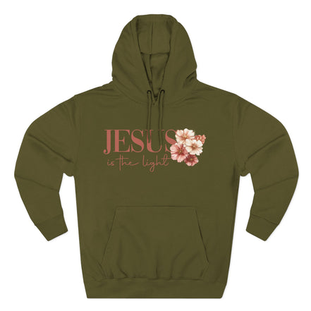 Jesus Is the Light Floral Cross Hoodie — Christian Faith Graphic Hoodie
