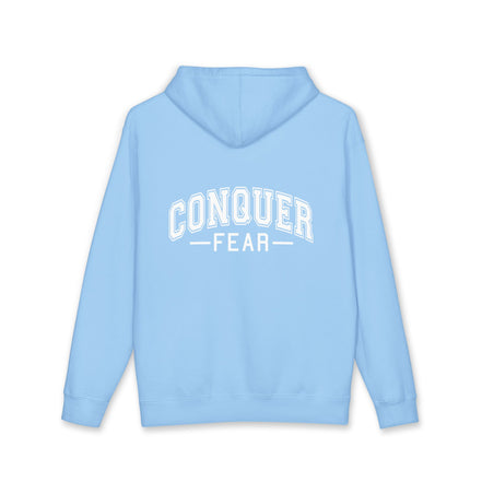 Unisex Hoodie — Conquer Fear Graphic Hooded Sweatshirt (Motivational Pullover)