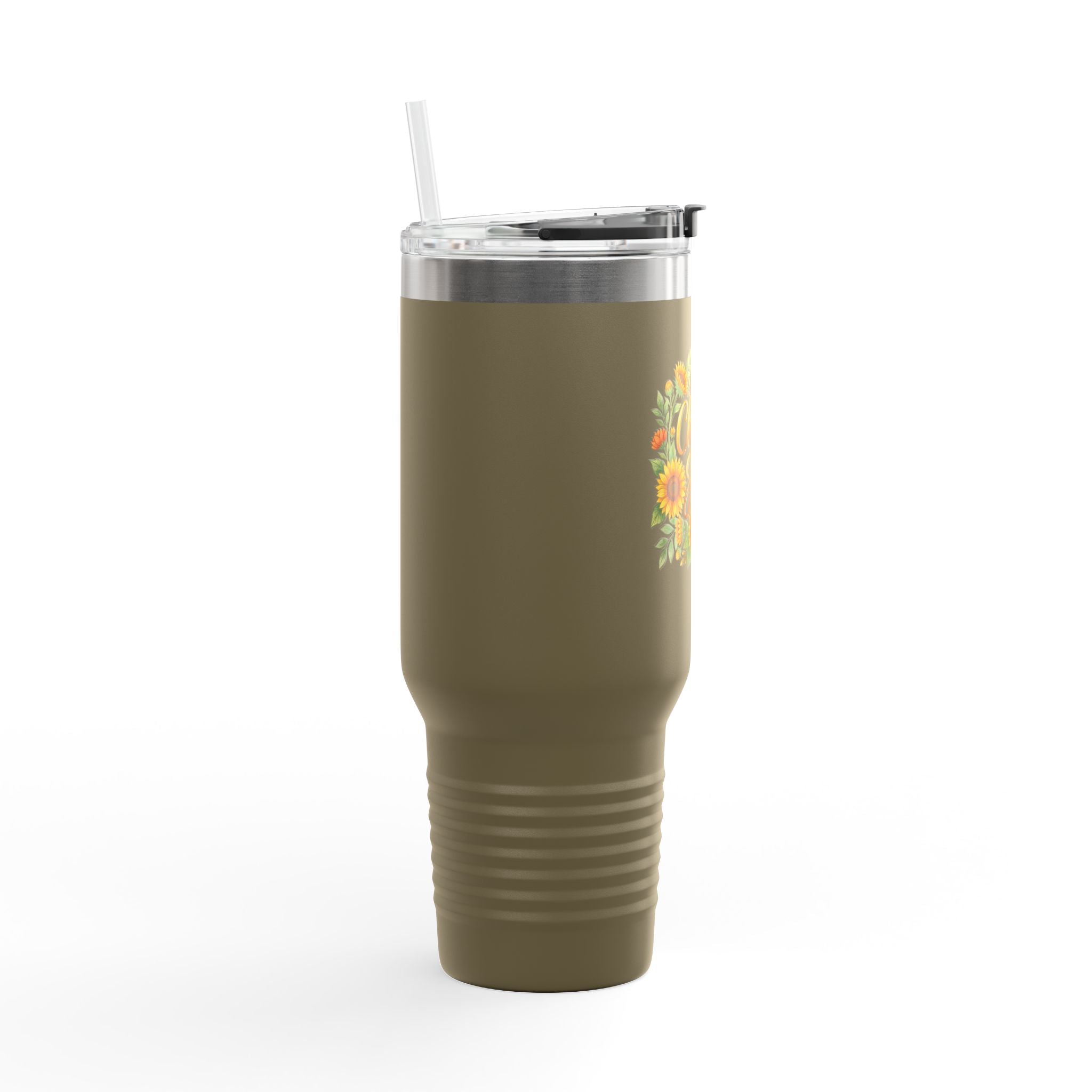 40oz Insulated Travel Mug — 'Choose Joy' Sunflower Design