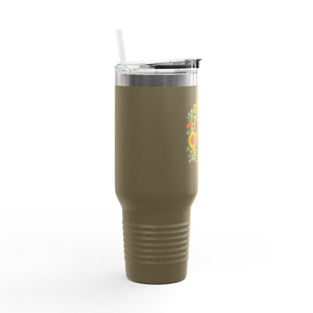 40oz Insulated Travel Mug — 'Choose Joy' Sunflower Design