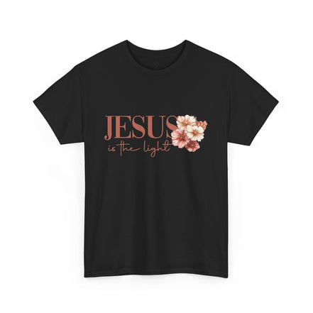 Jesus Is the Light T-Shirt — Floral Cross Christian Tee
