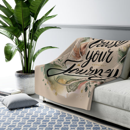 Trust Your Journey Sherpa Blanket — Inspirational Feather Fleece Throw