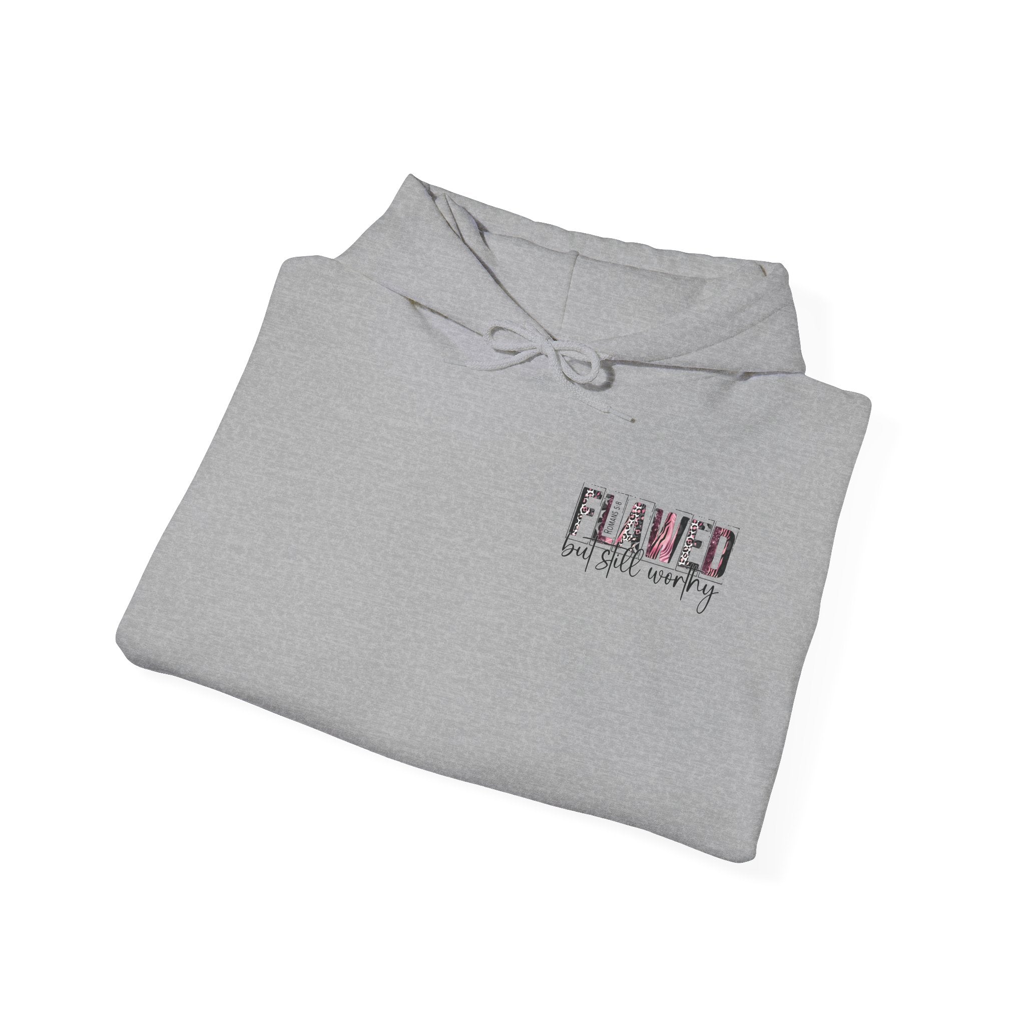 Flawed But Still Worthy Hoodie — Inspirational Women's Graphic Hoodie