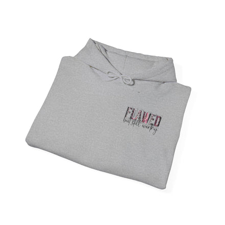 Flawed But Still Worthy Hoodie — Inspirational Women's Graphic Hoodie