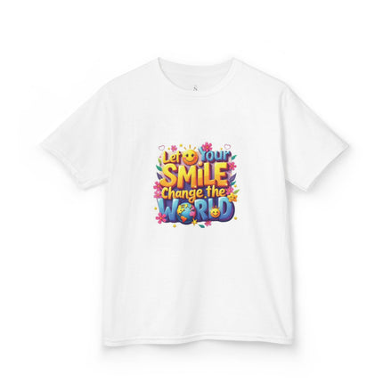 Girl's Back to School Kids Tee — "Let Your Smile Change the World" Colorful Inspirational Graphic