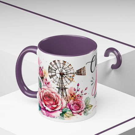 Choose Joy Floral Coffee Mug – Inspirational Pink Rose Accent Mug (11/15oz)