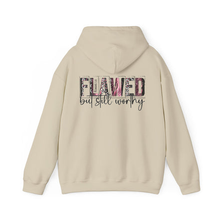 Flawed But Still Worthy Hoodie — Inspirational Women's Graphic Hoodie