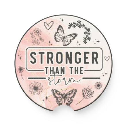 Stronger Than The Storm Soapstone Car Coaster — Inspirational Butterfly Car Coaster