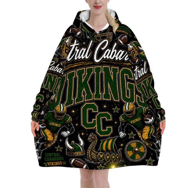 Football Inspired - Central Cabarrus Vikings - Adult blanket hoodie