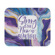 Strong Is the New Beautiful Mouse Pad — Inspirational Purple Marble Desk Mat